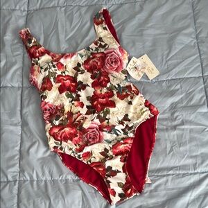 Beach Joy Red and White Floral One Piece Swimsuit